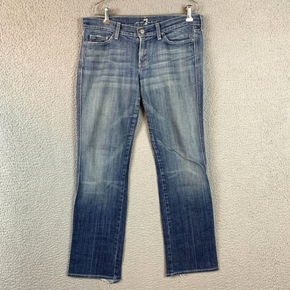 Y2K 7 For All Mankind Jeans Women 29 Low Rise Bootcut‎ Embroidered Pocket